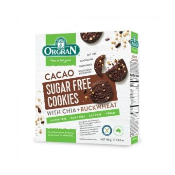 ORGRAN Biscuiti fara zahar cu Cacao, Chia si Hrisca, 130g