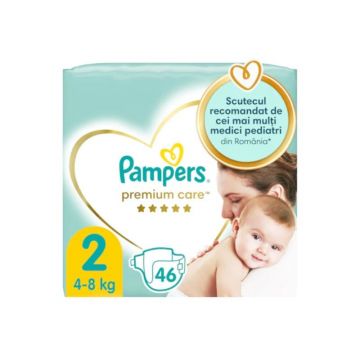 Pampers Scutece Premium Care marimea 2, 4-8 kg, 46 bucati