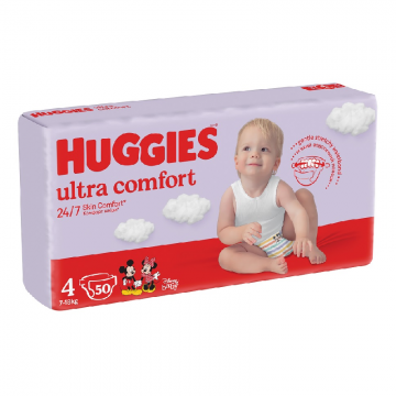 Scutece Ultra Comfort, Nr. 4, 7-18 kg, 50 bucati, Huggies