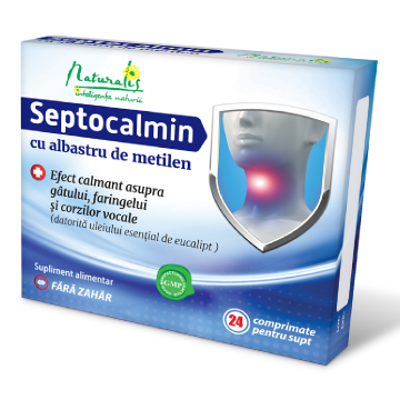 Septocalmin cu albastru de metilen, 24 de comprimate pentru supt, Naturalis