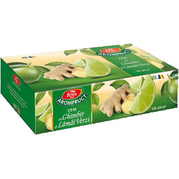 Ceai cu ghimbir și lămâi verzi, Aromafruct, 100 plicuri, Fares
