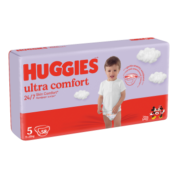 Scutece Ultra Comfort Nr.5, 11-25 kg, 58 bucati, Huggies