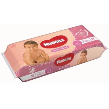 Servetele umede Soft Skin, 56 bucati, Huggies