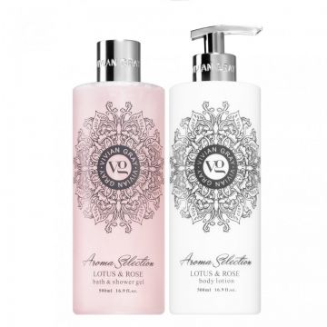 Set cadou Vivian Gray Aroma Selection Lotus & Rose, Unisex, Gel de dus, 500 ml + Lotiune de corp, 500 ml