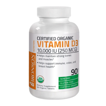 Vitamina D3 Organica, 10.000 UI, 90 tablete, Bronson Laboratories