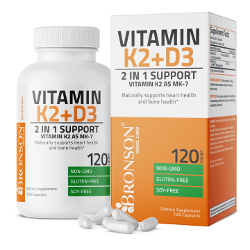 Vitamina K2 90 mcg + Vitamina D3 5000 IU, 120 capsule, Bronson Laboratories