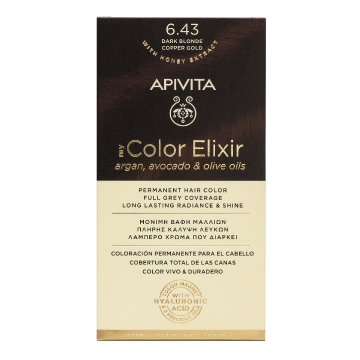 Vopsea de par My Color Elixir, Dark Blonde Copper Gold N6.43, 155 ml, Apivita
