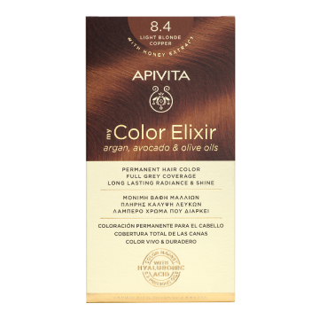 Vopsea de par My Color Elixir, Light Blonde Copper N8.4, 155 ml, Apivita