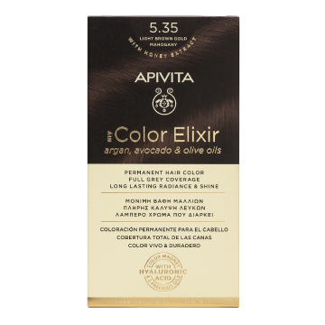 Vopsea de par My Color Elixir, Light Brown Gold Mahogany N5.35, N5.35 ml, Apivita