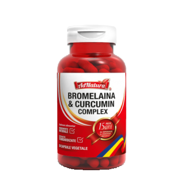 Bromelaina si Curcumin complex, 30 capsule, AdNatura