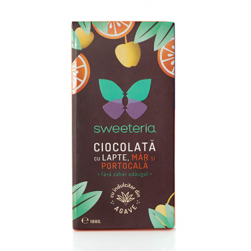 Ciocolata cu lapte + mar si portocala, 100g, Sweeteria