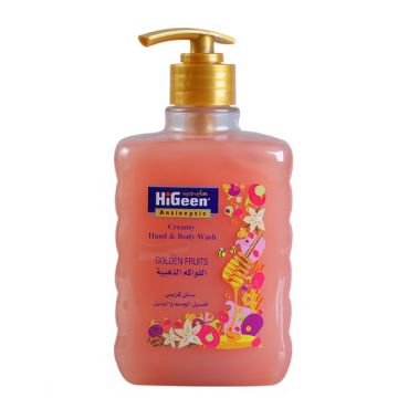 Gel de dus cremos antiseptic pentru maini si corp Golden Fruits, 500ml, HiGeen