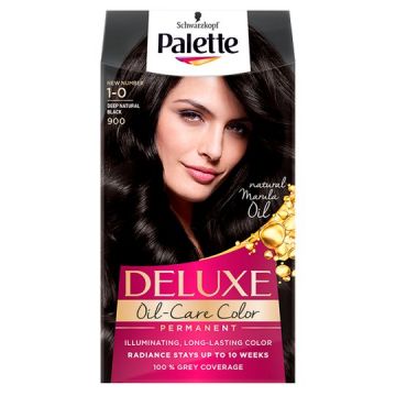 Vopsea de par permanenta Palette Deluxe Oil-Care Color 900/1-0 Negru, Schwarzkopf