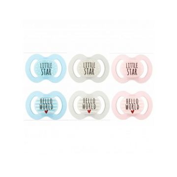 Baby Nova Suzete simetrice fara inel, decorate, 0-6 luni, 2 bucati