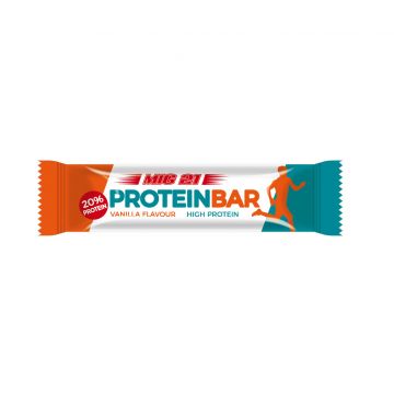 Baton 20% proteina cu aroma de vanilie si glazura de lapte MIG 21, 50g, Soco