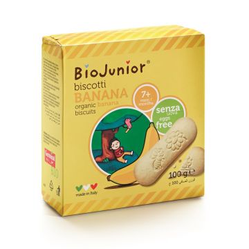 Biscuiti bio cu banane fara ou 7 luni+, 100g, Germinal