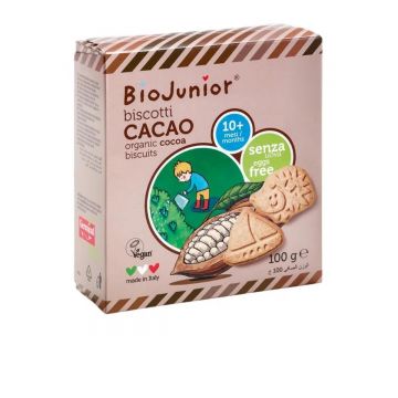 Biscuiti bio vegan cu cacao fara ou 10 luni+, 100g, Germinal