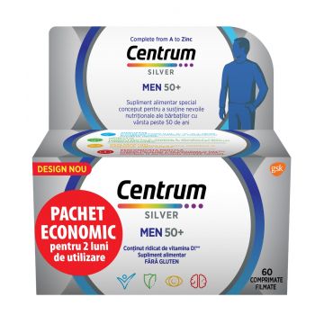 Centrum Silver 50+ pentru barbati, 60 comprimate, GSK