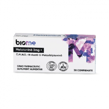 Melatonină 3mg+, 30 comprimate, Biome