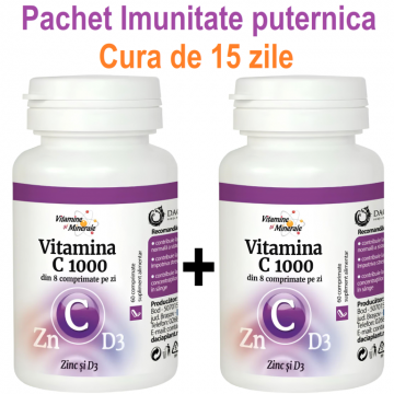 Pachet Vitamina C1000 Zinc D3 2x60cp - DACIA PLANT