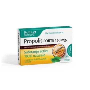 Propolis Forte cu patlagina si miere 150 mg, 30 comprimate, Rotta Natura