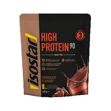 Pudra High Protein 90 cu aroma de ciocolata, 400g, Isostar