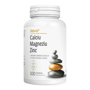 Alevia Calciu Magneziu Zinc - 100 comprimate