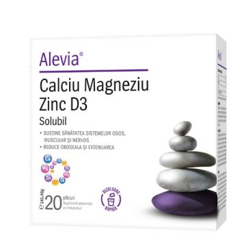 Alevia Calciu Magneziu Zinc D3 solubil - 20 plicuri