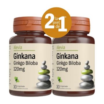 Alevia Ginkana Ginkgo Biloba 120mg - 30 comprimate pachet (1+1)
