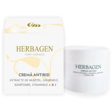 Herbagen Crema antirid cu extract de musetel, galbenele, sunatoare si vitaminele A+E - 100ml