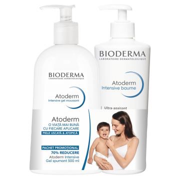 Pachet balsam Atoderm Intensive 500ml + 70% reducere Gel spumant Atoderm Intensiv 500ml, Bioderma
