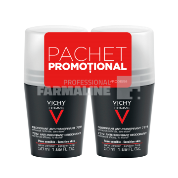 Vichy Homme Pachet Control Extrem Deodorant roll-on 72h 50 ml 1 + 1 redus cu 50%