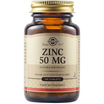 Gluconat de zinc 50mg, 100 tablete, Solgar