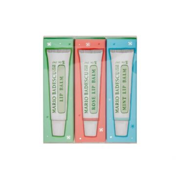 Set balsam de buze Mario Badescu Lip Balm Trio, Original, Trandafir, Menta