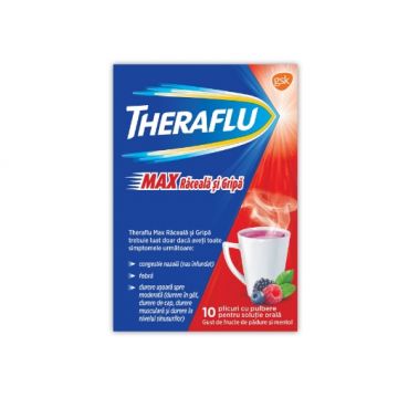 Theraflu Max raceala si gripa fructe de padure si mentol ctx 10 pl