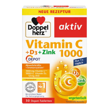 Vitamina C 1000 mg + D3 + Zinc Depot, 30 comprimate, Doppelherz