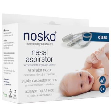 Aspirator nazal din sticla 0+luni, Nosko Glass