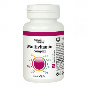 Complex de Multivitamine cu acid folic, 30 comprimate, Dacia Plant