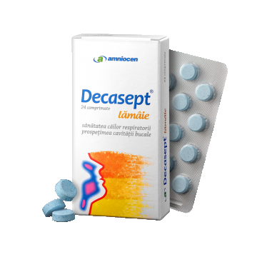 Decasept cu aroma de lamaie, 24 comprimate, Amniocen