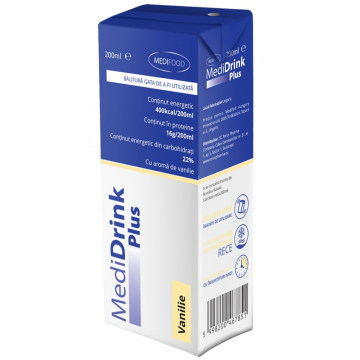 Supliment nutritiv cu aroma de vanilie Medidrink Plus, 200ml, Medifood