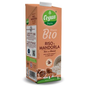 Bautura vegetala bio din orez si migdale siciliene, 1l, Vegan Style