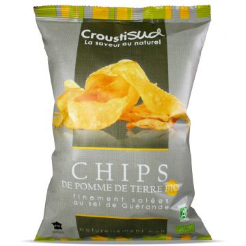 Chipsuri bio din cartofi cu sare de mare, 100g, Croustisud