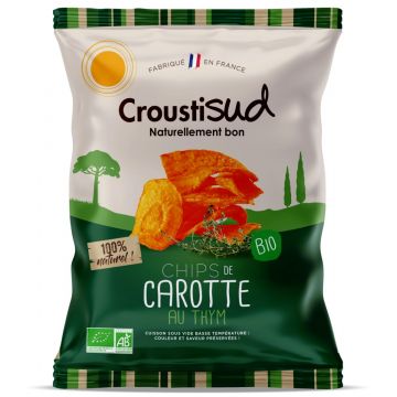 Chipsuri bio din morcovi cu cimbru fara sare, 70g, Croustisud