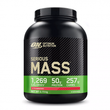Gainer proteine Serious Mass cu aroma de capsuni, 2.73kg, Optimum Nutrition