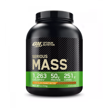 Gainer pudra proteica Serious Mass cu aroma de ciocolata si unt de arahide, 2.73kg, Optimum Nutrition