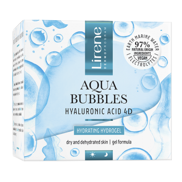 Hidro-gel facial hidratant cu acid hialuronic Aqua Bubbles, 50ml, Lirene