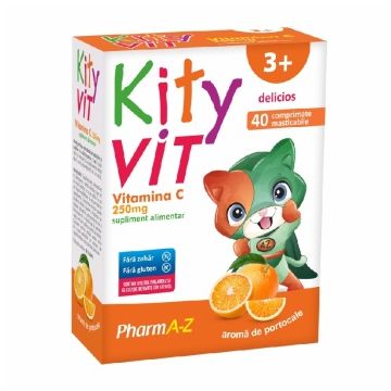 Kityvit Vitamina C cu aroma de portocale, 40 comprimate masticabile, PharmA-Z