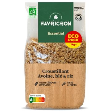 Musli bio crocant cu cereale integrale format economic, 1kg, Favrichon
