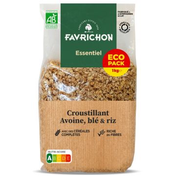 Musli bio crocant cu cereale integrale format economic, 1kg, Favrichon