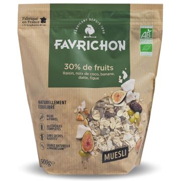 Musli bio traditional cu 30% continut de fructe si nuci, 500g, Favrichon